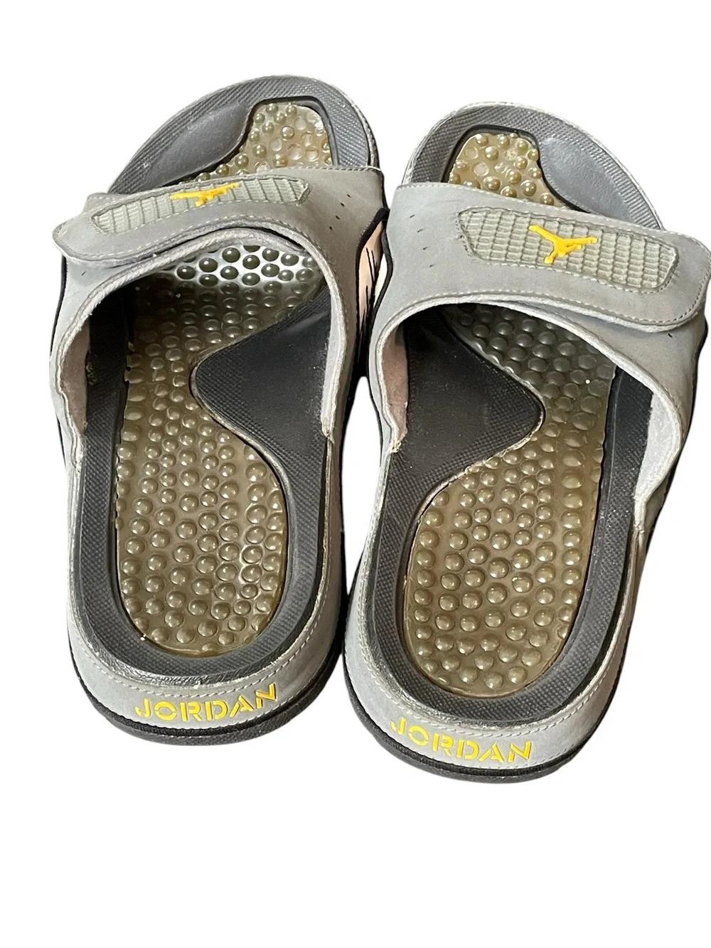 Jordan Hydro 4 Retro Cool Grey Slides Sandals Yellow Jumpman Men’s 8